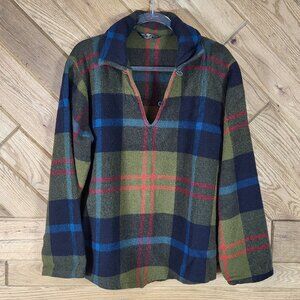 Vtg Woolrich 40s 50s Plaid Wool Pullover Shirt Jacket Size L Mens Green Navy